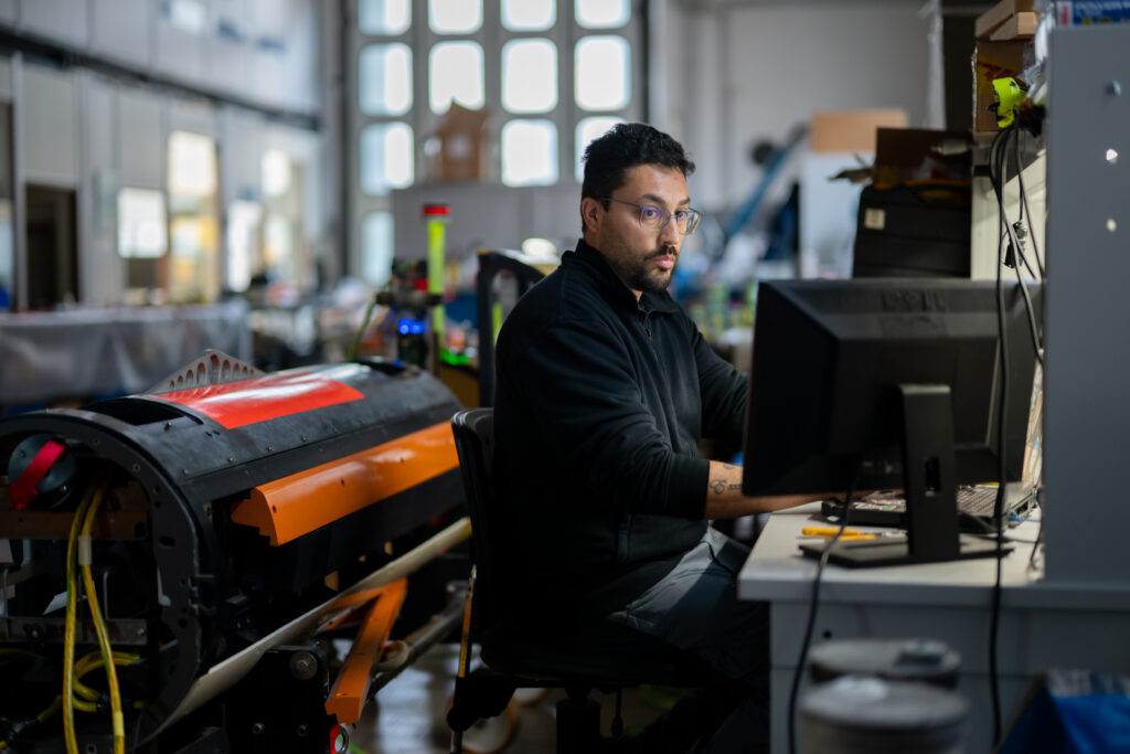 CMRE engineer working in the Centre's specialised facility.