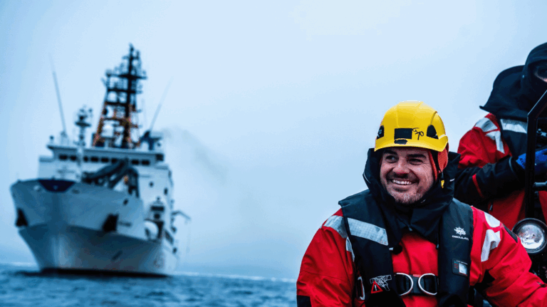 Deploying acoustic equipment using NRV Alliance's workboat, July 2025